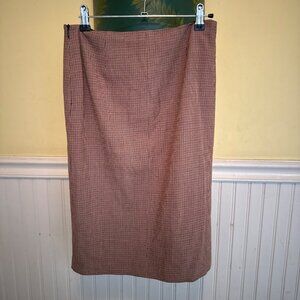 Kulson midi wool pencil skirt tan and red tailored 42